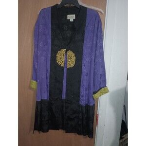 Christina Fairbanks Asian Inspired Purple Jacket Mandarin Collar - Size XL